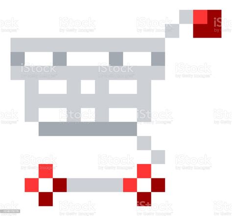 Shopping Cart Trolley Pixel 8 Bit Game Art Icon Stock Illustration