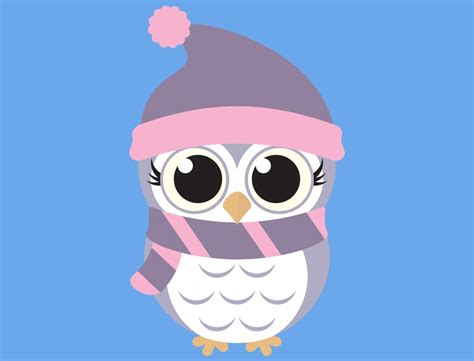Cute Winter Owl Svg Cut Files Png Owls Clipart Baby Owl Art Etsy
