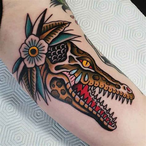 Traditional Alligator Head Tattoo