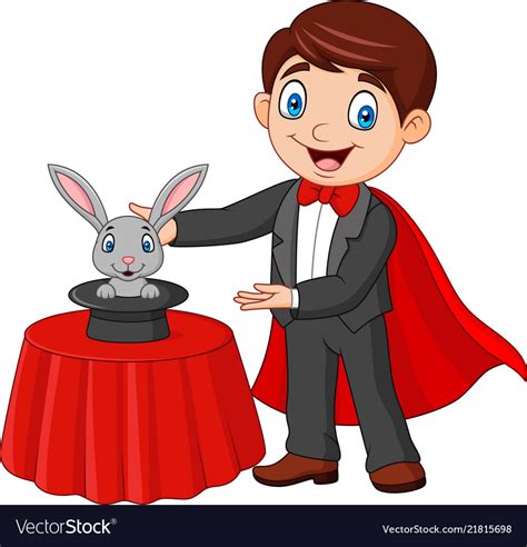 Magician Performing His Trick Rabbit Appearing Vector Image