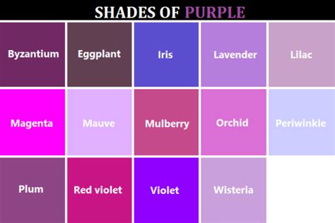 Purple Color Chart With Names
