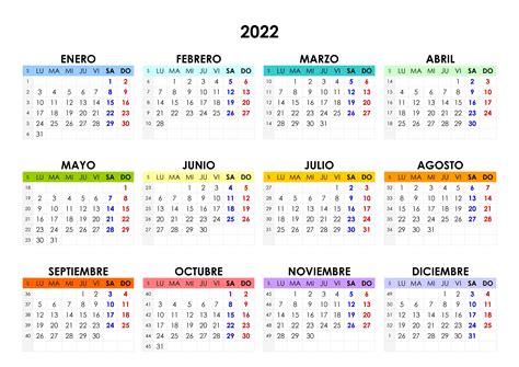 Calendario 2022 Con Semanas Numeradas Para Imprimir 2022 Spain