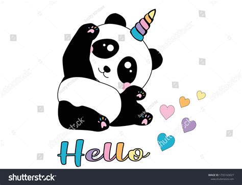 Cute Panda Pandacorn Design Hand Draw Stock Vector Royalty Free