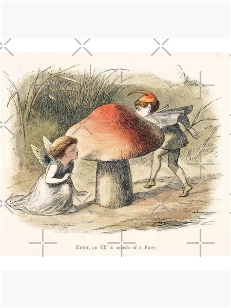 Vintage Elf Fairy And Mushroom Illustration Photographic Print For
