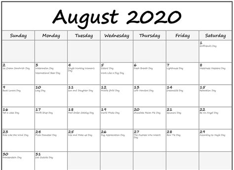 The precice schedule will be announced after the groups are drawn. Free Printable August Holidays 2020 Calendar US UK Canada Australia India | Holiday printable ...