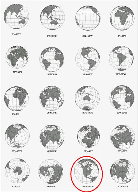 North America Centered Earth Globe 50°n 100°w Your Vector