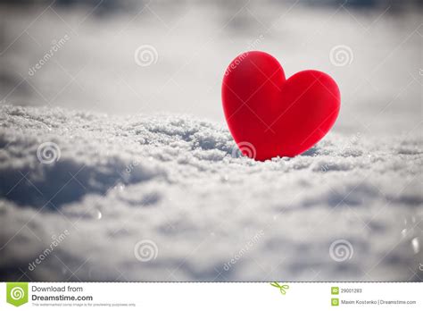Red Heart On Snow Stock Photos Image 29001283