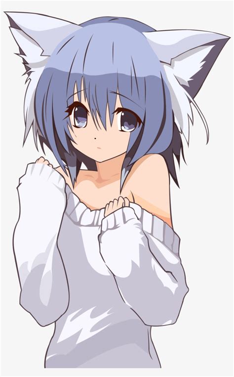 Cat Girl Pullover Anime Neko Girl With Blue Hair Free