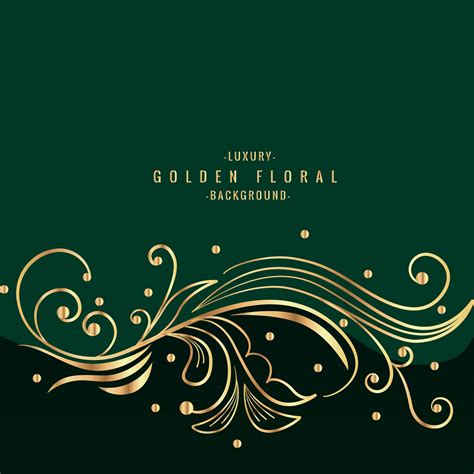Green Background With Golden Floral Design Download Free Vector Art