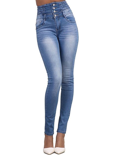 41 Off 2021 Women High Waisted Stretch Skinny Denim Jeans In Light Blue Dresslily