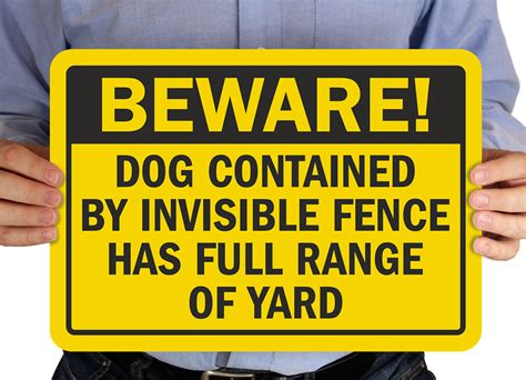 Dog Contained By Invisible Fence Sign Beware Dog Signs Sku S 9395