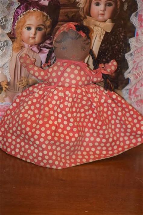 Old Doll Cloth Doll Rag Doll Oil Cloth Topsy Turvy Black Doll White