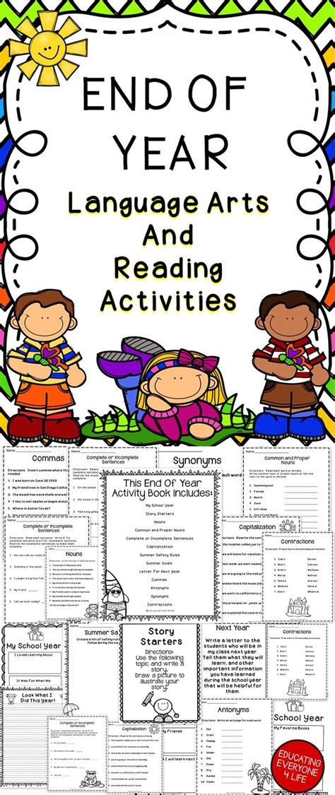 The End Of Year Language Arts And Reading Activities