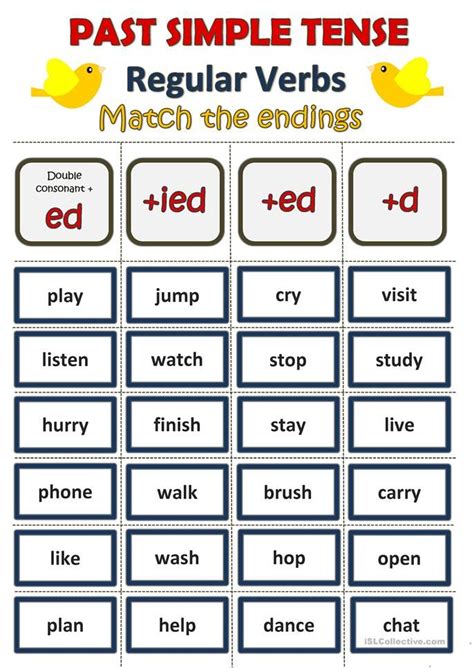 The Past Simple Tense Worksheet With Words And Pictures To Help