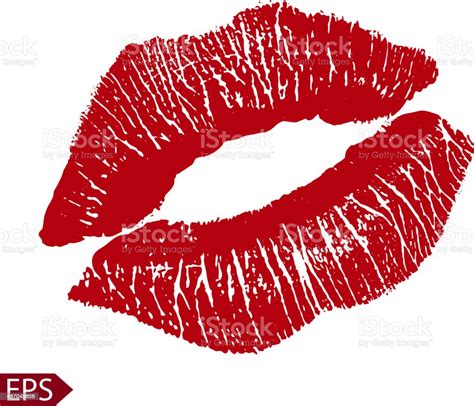 Print Of Red Lips Vector Illustration On A White Background Stock