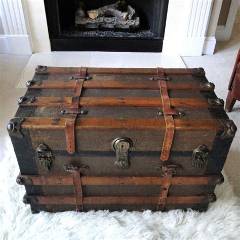 Official Antique Steamer Trunk Wood Pirate Treasure Chest
