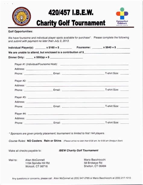 Printable Golf Tournament Registration Form Template Printable Word