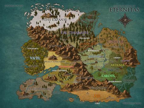 A Map Of The Middle Earth With Trees And Mountains