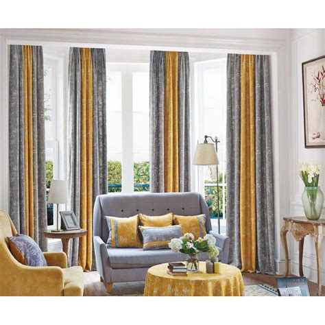 Mustard Yellow And Gray Patterned Modern Long Room Divider