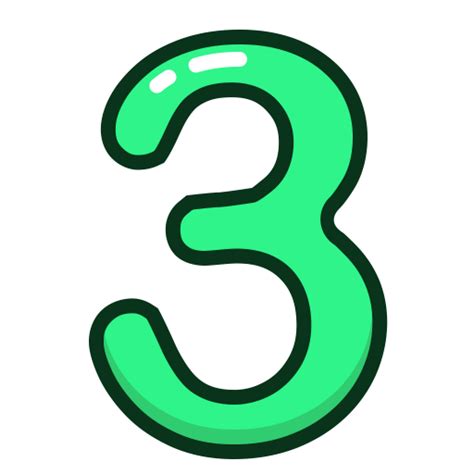 Green Number Three Study Numbers Icon