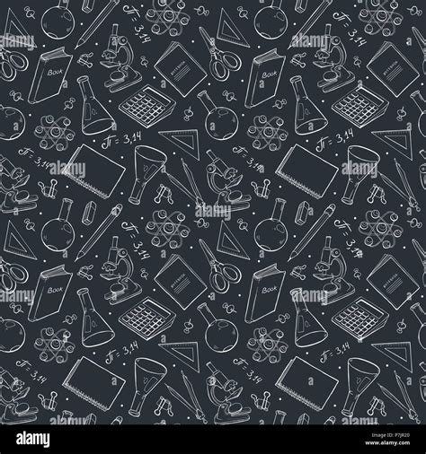 School Doodle Background Vector Seamless Pattern From School Elements