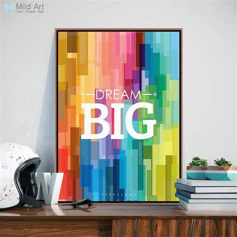 Colorful Rainbow Motivational Typography Dream Quotes Art Print Poster 