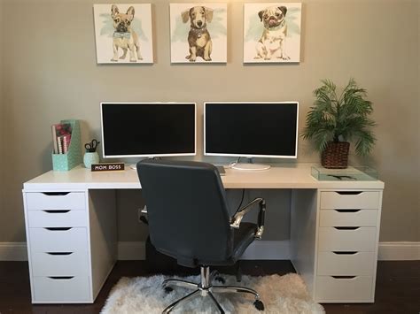 Create it with our bedroom. Office desk with IKEA Alex drawers as base. | Office ...