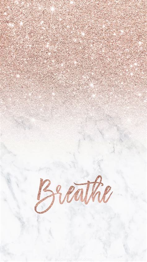 Choose a bright pink and a bright orange for an ombre nail design. Rose gold glitter ombre white marble breathe typography Iphone wallpaper background audrey ...