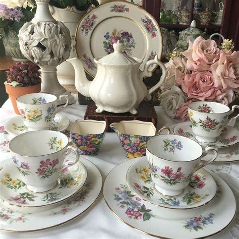 Lovely English Tea Set For 4 Featuring Paragon English Flowers Teacups
