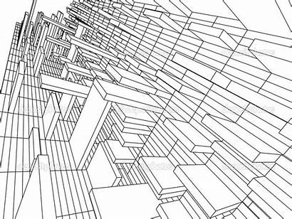 Coloring 3d Pages Architecture Sketch Line Drawings