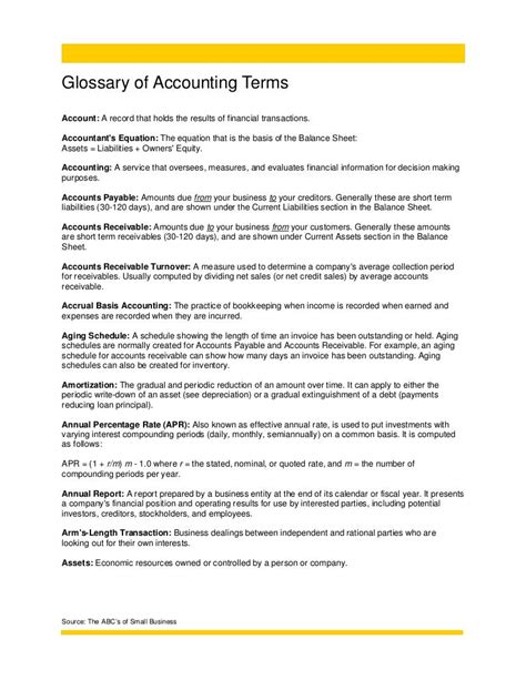 Glossary Of Accounting Terms