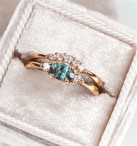 Teal Sapphire Engagement Ring Montana Sapphire Ring Diamond Bridal