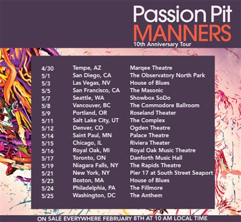 Passion Pit Announces 10th Anniversary Manners Tour