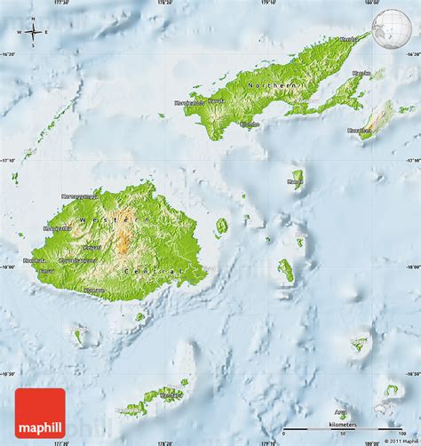 Physical Map Of Fiji Lighten