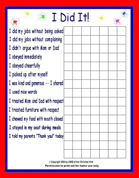 Reward Charts For Good Behavior Charts Wyland Charts Resources