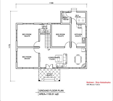 Single Floor Kerala Style House Design 1155 Sqft