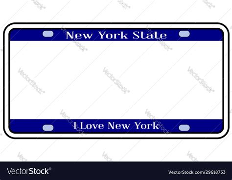 Blank New York State License Plate Royalty Free Vector Image
