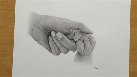 Mom And Baby Holding Hands Pencil Drawing Youtube