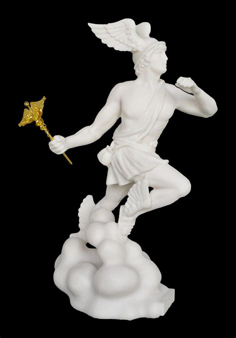 Hermes Alabaster Statue The Messenger Of Gods Mercury God Etsy