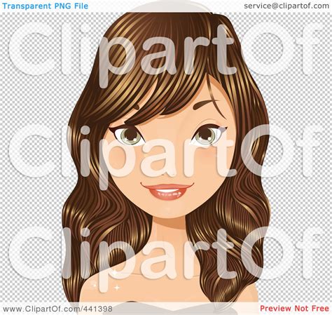 Royalty Free Rf Clip Art Illustration Of A Young Woman With Long Wavy Brunette Hair By