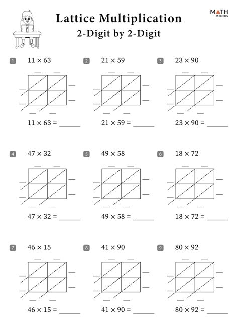 Lattice Multiplication Worksheets Math Monks