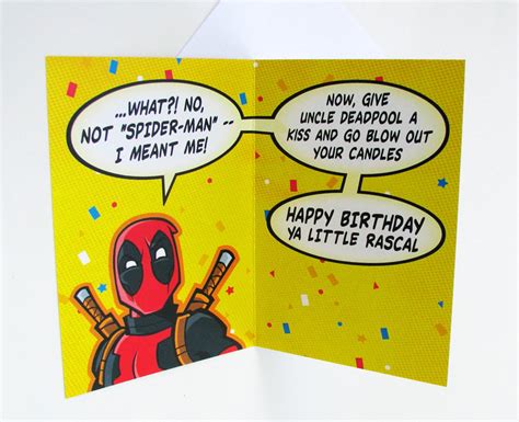 Deadpool Birthday Card Marvel Comics Professional Quality Etsy