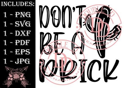 Dont Be A Prick Svg Pdf Eps  Png Dxf Cutting Fichiers Etsy France