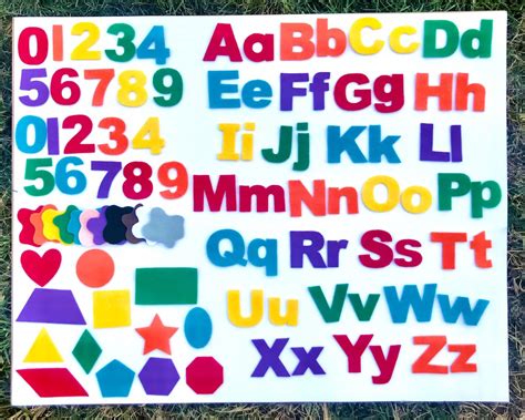 Felt Alphabet Numbers 1 100 Shapes Colors Felt Board Etsy