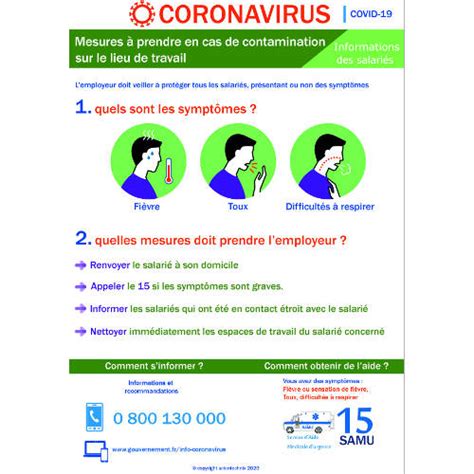 Affichage coronavirus mesures à prendre par l employeur en cas de