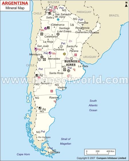 Natural Resources Of Argentina Map Argentina Mineral Map