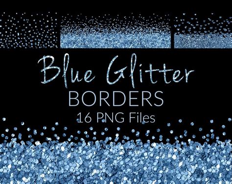 16 Blue Glitter Borders Border Overlays Digital Files Etsy