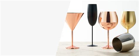 Oak And Steel 4 Elegant Stainless Steel Balloon Gold Wine Glasses 540ml Unbreakable Wine