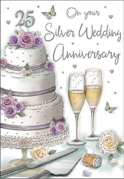Silver Wedding Anniversary Card 25th Anniversary Card 25th Wedding