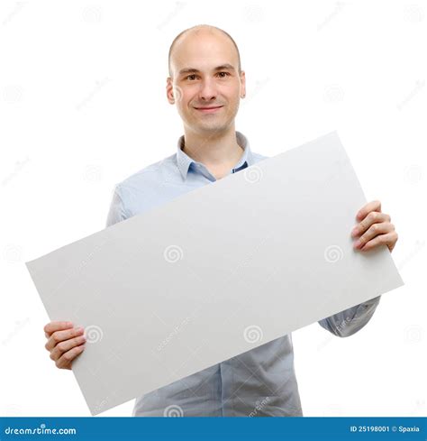 Business Man Showing Blank Signboard Stock Image Image Of Advertising
